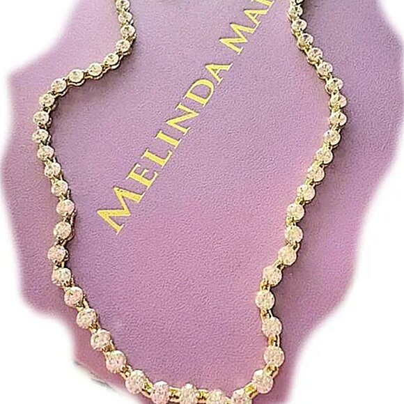 Melinda Maria She's an Icon Tennis Necklace Gold/Diamondettes - Picture 1 of 9